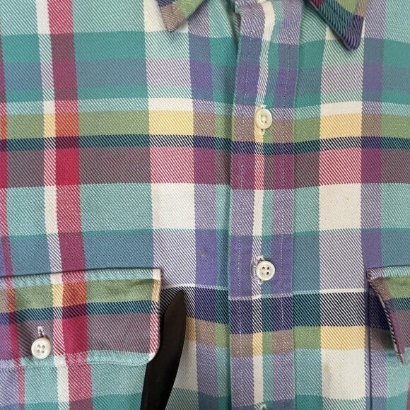 Polo Ralph Lauren Men M Shirt Plaid Multicolor Button Down Casual Mid Weight VTG - Picture 8 of 10